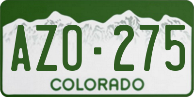 CO license plate AZO275