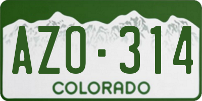 CO license plate AZO314