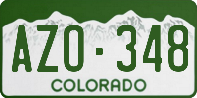 CO license plate AZO348