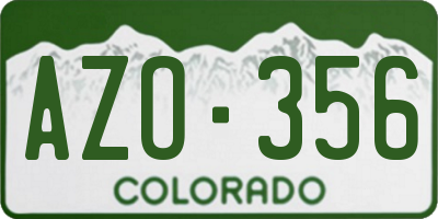 CO license plate AZO356