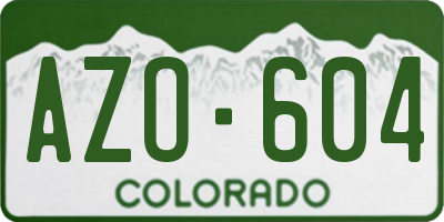 CO license plate AZO604