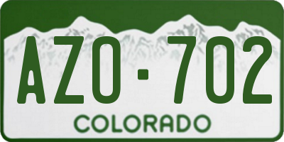 CO license plate AZO702
