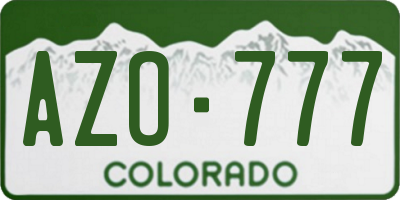 CO license plate AZO777