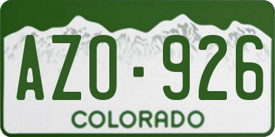 CO license plate AZO926