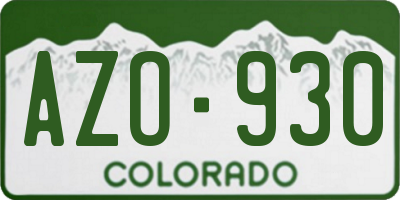 CO license plate AZO930