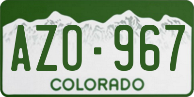 CO license plate AZO967