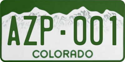 CO license plate AZP001