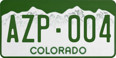 CO license plate AZP004