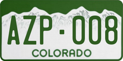CO license plate AZP008
