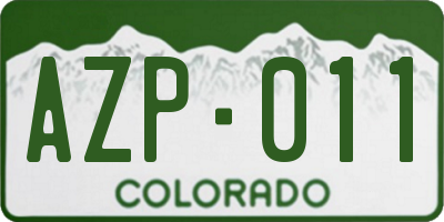 CO license plate AZP011