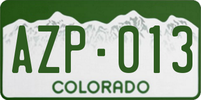 CO license plate AZP013