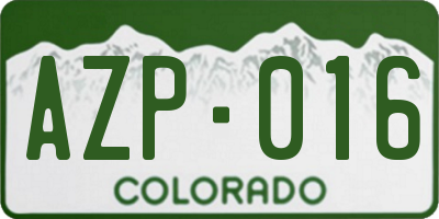 CO license plate AZP016