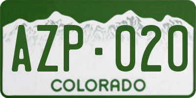 CO license plate AZP020