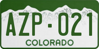 CO license plate AZP021
