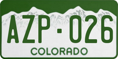 CO license plate AZP026