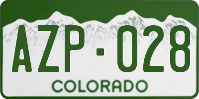 CO license plate AZP028