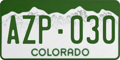 CO license plate AZP030