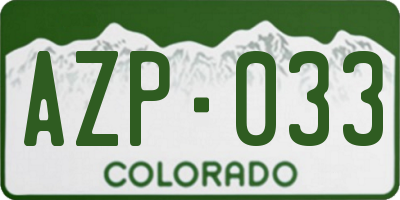 CO license plate AZP033