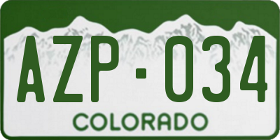 CO license plate AZP034