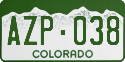 CO license plate AZP038