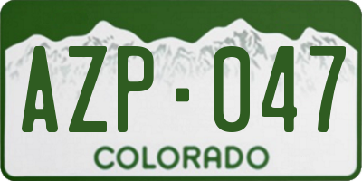 CO license plate AZP047