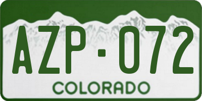 CO license plate AZP072