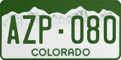 CO license plate AZP080