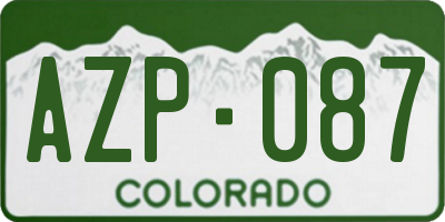 CO license plate AZP087