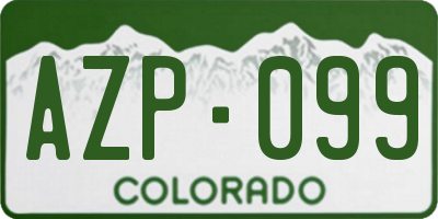 CO license plate AZP099
