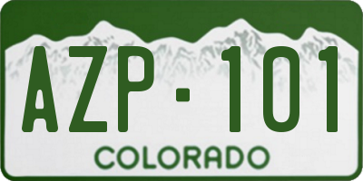 CO license plate AZP101