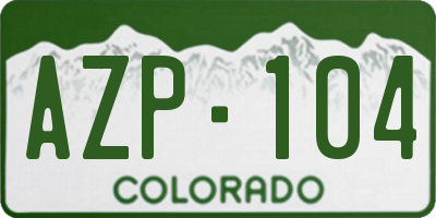 CO license plate AZP104