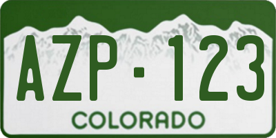 CO license plate AZP123
