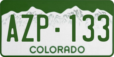 CO license plate AZP133