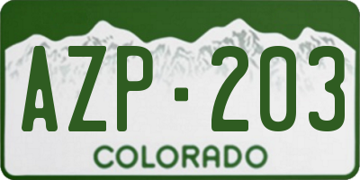 CO license plate AZP203