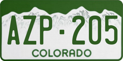 CO license plate AZP205