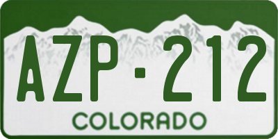 CO license plate AZP212