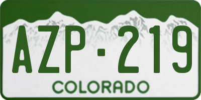 CO license plate AZP219