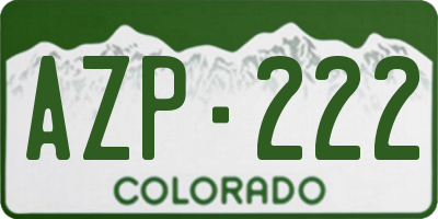 CO license plate AZP222