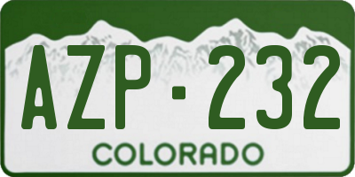 CO license plate AZP232