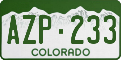 CO license plate AZP233