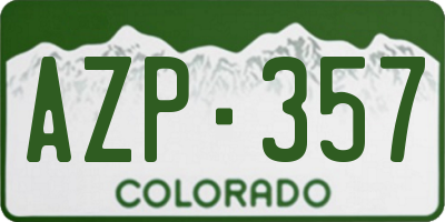 CO license plate AZP357