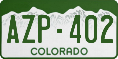 CO license plate AZP402