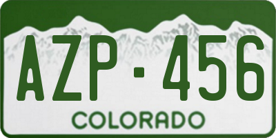 CO license plate AZP456