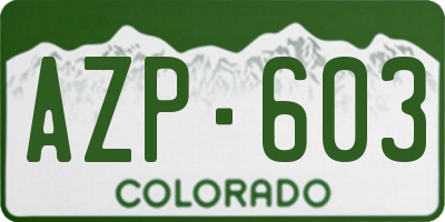 CO license plate AZP603