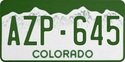 CO license plate AZP645