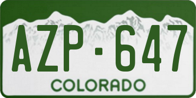 CO license plate AZP647