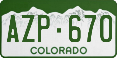 CO license plate AZP670
