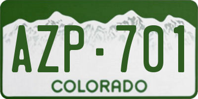 CO license plate AZP701