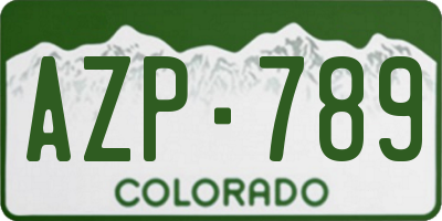 CO license plate AZP789