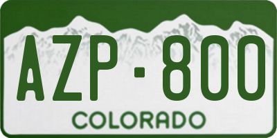 CO license plate AZP800